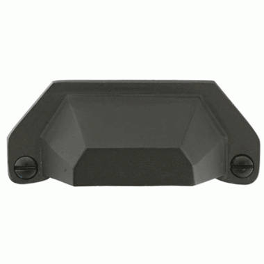 EMTEK 3 3/8 Inch Overall (3 Inch c-c) Sandcast Bronze Bin Pull (Flat Black Finish)