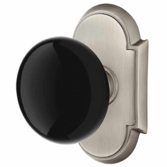 EMTEK Black Porcelain Ebony Door Knob Set With # 8 Rosette