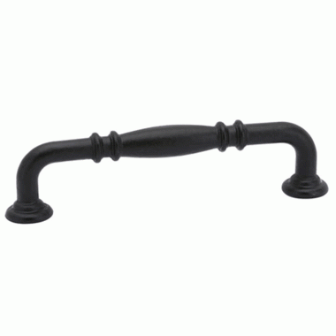 EMTEK 3 5/8 Inch (3 Inch c-c) Tuscany Bronze Ribbed Pull (Matte Black Finish)