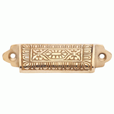 COPPER MOUNTAIN HARDWARE 3 5/8 Inch Overall (3 Inch c-c) Traditional Square Eastlake Style Bin Pull (Polished Brass Finish)