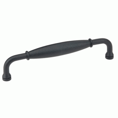 EMTEK 3 7/8 Inch (3 1/2 Inch c-c) Wrought Steel Normandy Fixed Pull (Matte Black Finish)