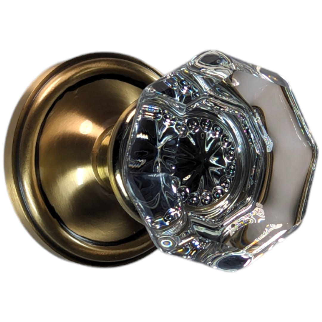 ##Antique Hardware## Traditional Rosette Door Set with Octagon Crystal Door Knobs (Several Finishes Available)