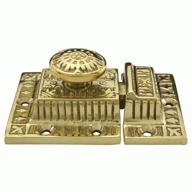 COPPER MOUNTAIN HARDWARE 3 Inch Long Windsor Pattern Lost Wax Cast Cabinet Latch (Lacquered Brass Finish)