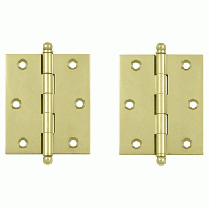 DELTANA 3 Inch x 2 1/2 Inch Solid Brass Cabinet Hinges (Unlacquered Brass)