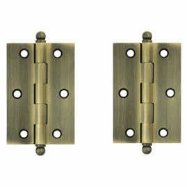 DELTANA 3 Inch x 2 Inch Solid Brass Cabinet Hinges (Antique Brass Finish)