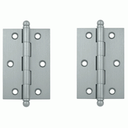 DELTANA 3 Inch x 2 Inch Solid Brass Cabinet Hinges (Brushed Chrome Finish)