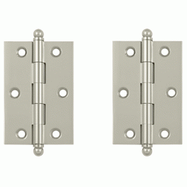 DELTANA 3 Inch x 2 Inch Solid Brass Cabinet Hinges (Polished Nickel Finish)