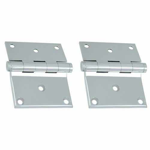 DELTANA 3 x 3 1/2 Inch Solid Brass Half Surface Hinge (Chrome Finish)