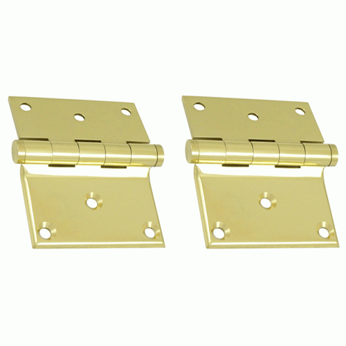 DELTANA 3 x 3 1/2 Inch Solid Brass Half Surface Hinge (Polished Brass Finish)