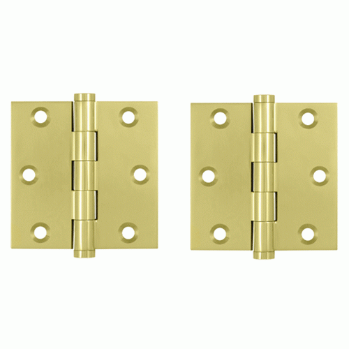 DELTANA 3 X 3 Inch Solid Brass Hinge Interchangeable Finials (Square Corner, Polished Brass Finish)