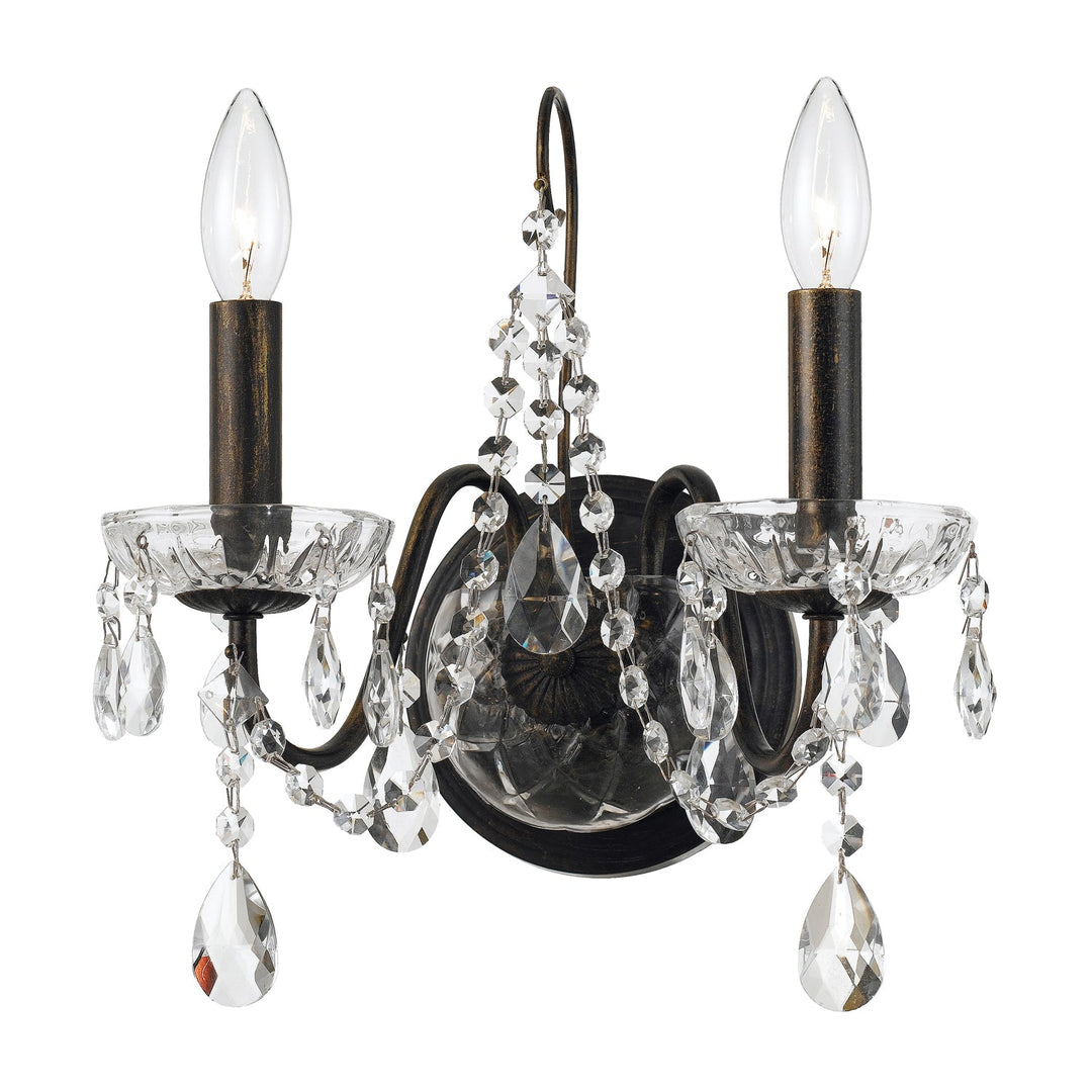 Crystorama Crystorama Butler 2 Light Spectra Crystal English Bronze Sconce