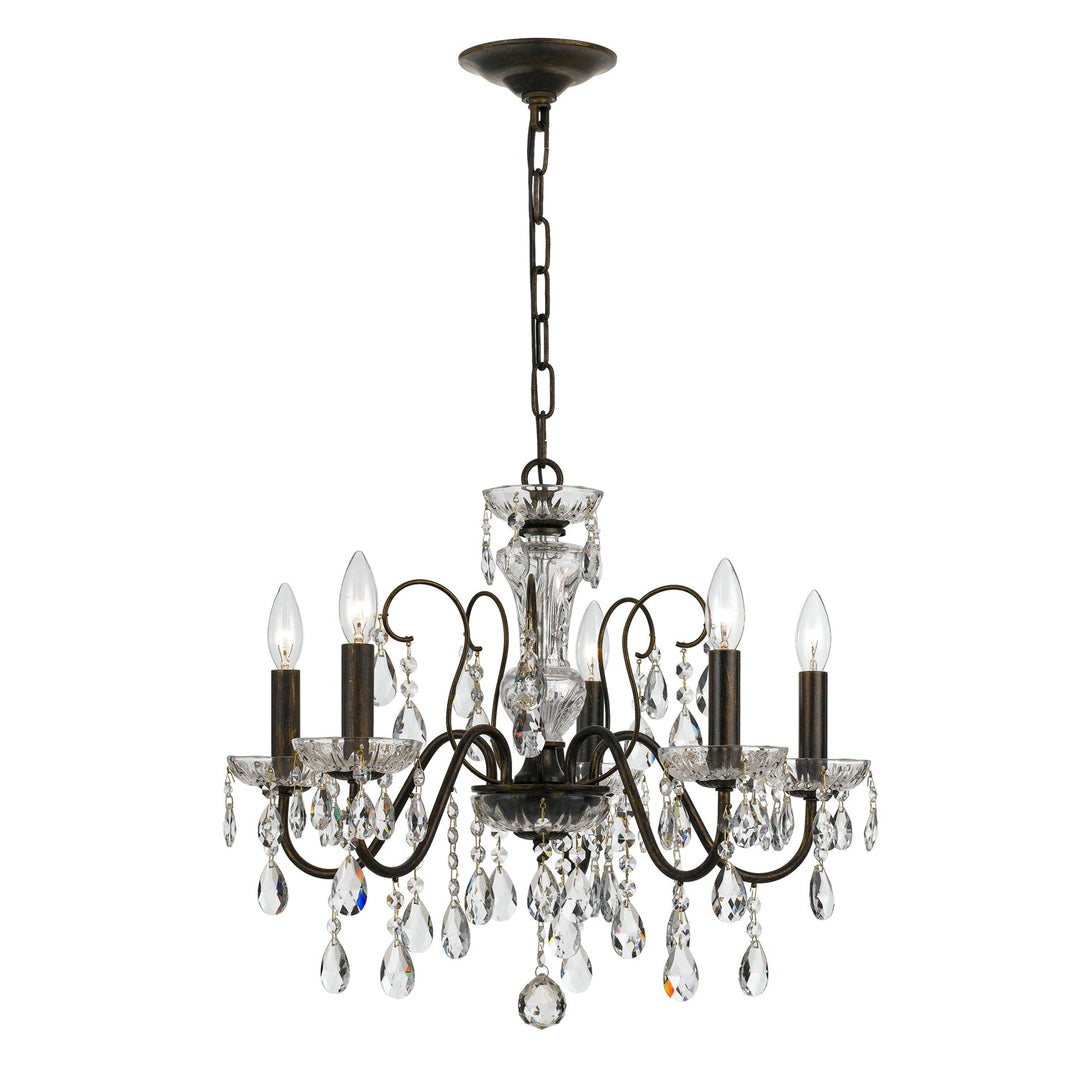 Butler 5 Light Swarovski Strass Crystal English Bronze Chandelier Crystorama