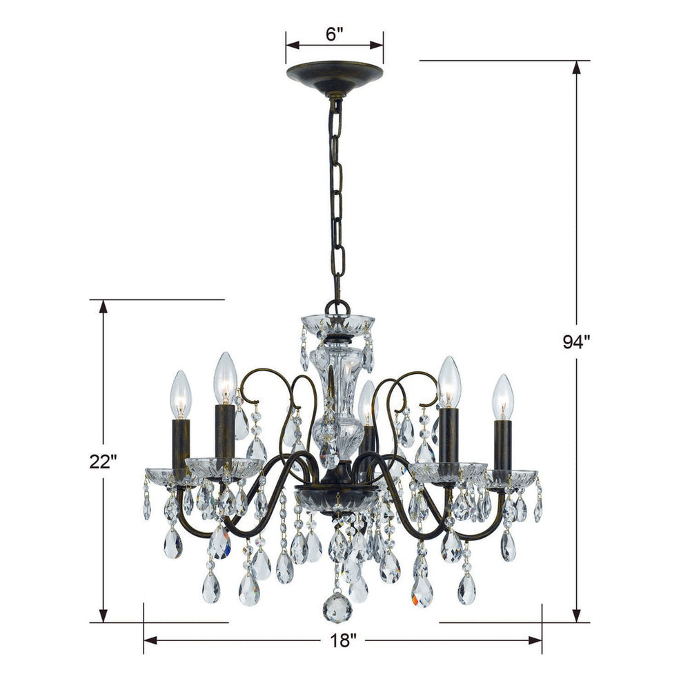 Butler 5 Light Spectra Crystal English Bronze Chandelier Crystorama