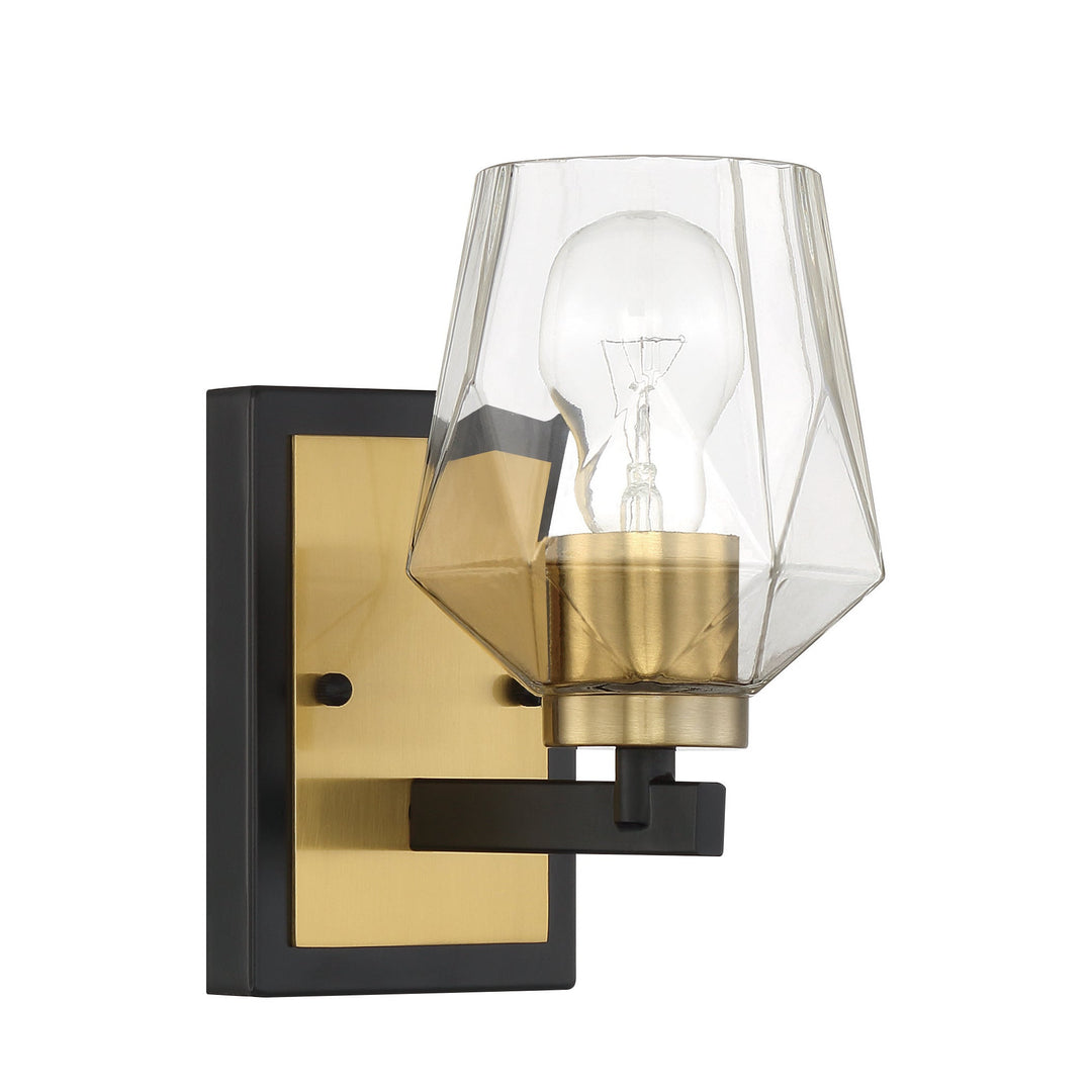 CRAFTMADE Avante Grand 1 Light Sconce in Flat Black/Satin Brass