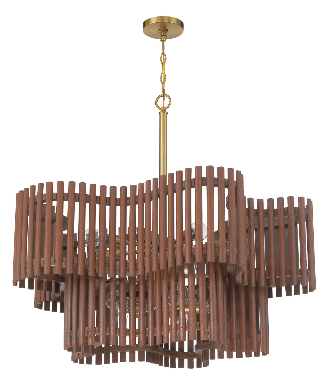 CRAFTMADE Freeform 10 Light Chandelier in Satin Brass/Walnut