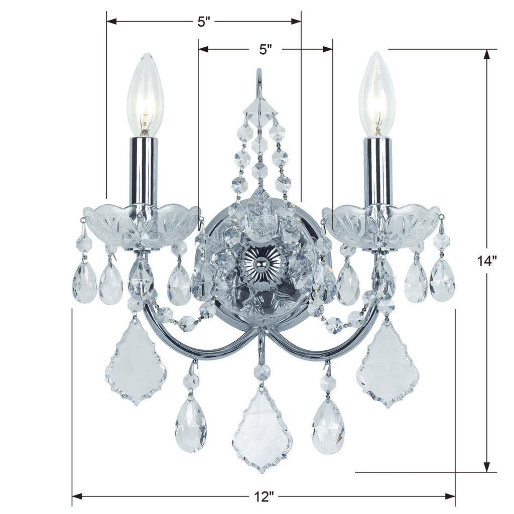 Crystorama Crystorama Imperial 2 Light Hand Cut Crystal Polished Chrome Sconce