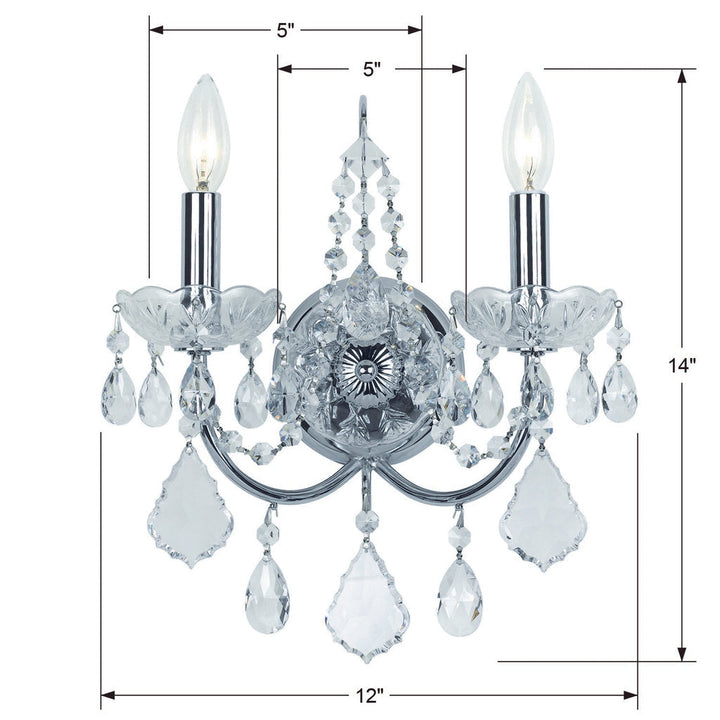 Crystorama Crystorama Imperial 2 Light Spectra Crystal Polished Chrome Sconce