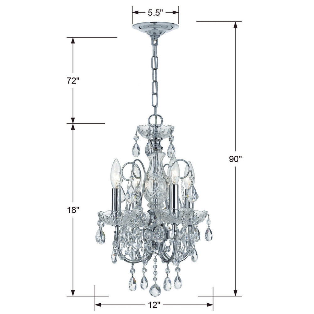 Imperial 4 Light Hand Cut Crystal Polished Chrome Mini Chandelier Crystorama