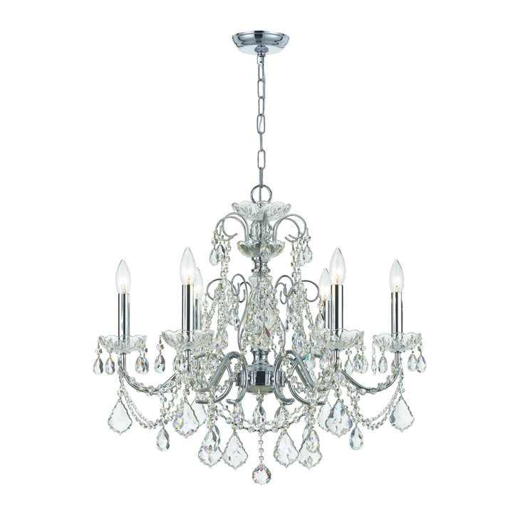 Imperial 6 Light Hand Cut Crystal Polished Chrome Chandelier Crystorama