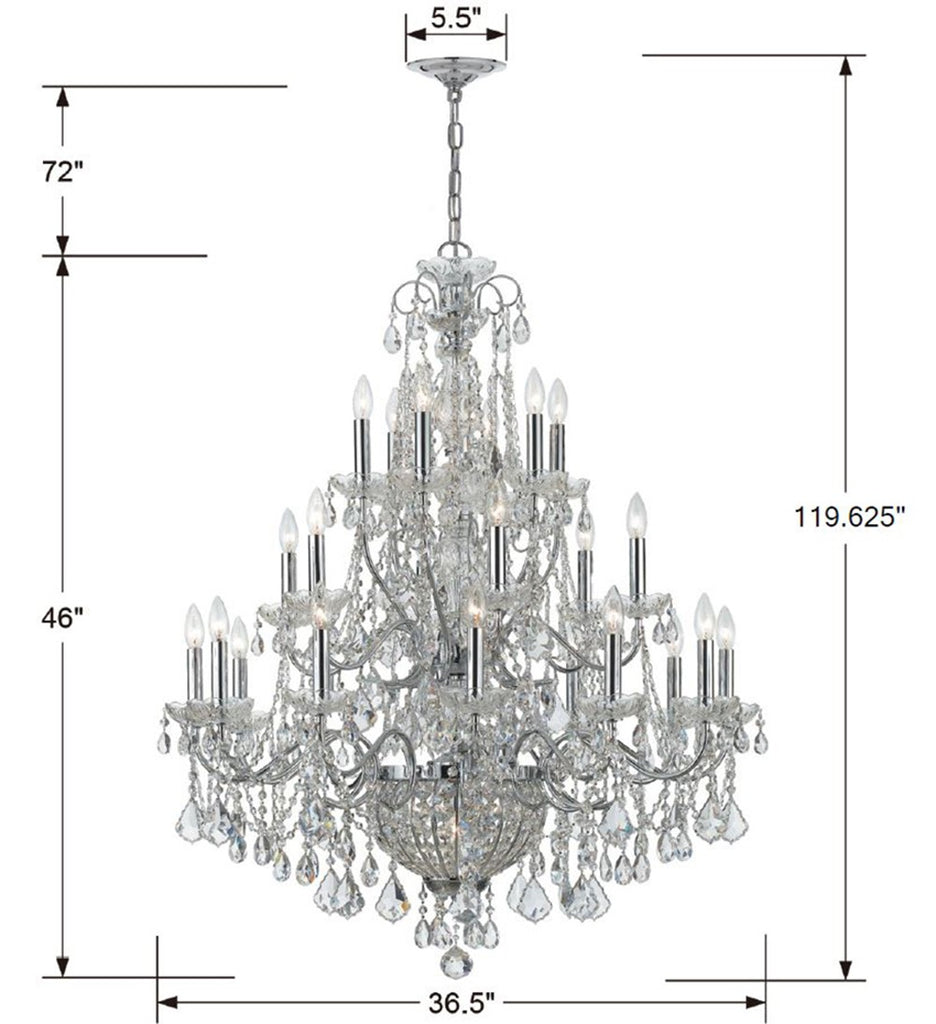 Imperial 26 Light Hand Cut Crystal Polished Chrome Chandelier Crystorama