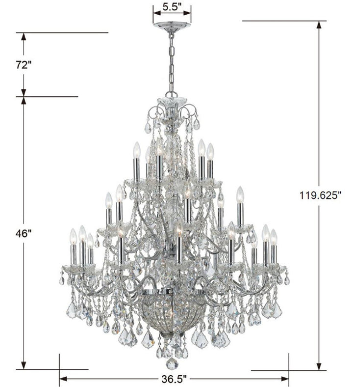 Imperial 26 Light Hand Cut Crystal Polished Chrome Chandelier Crystorama