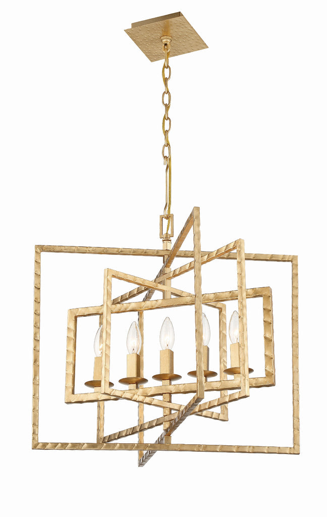 Capri 5 Light Antique Gold Chandelier Crystorama