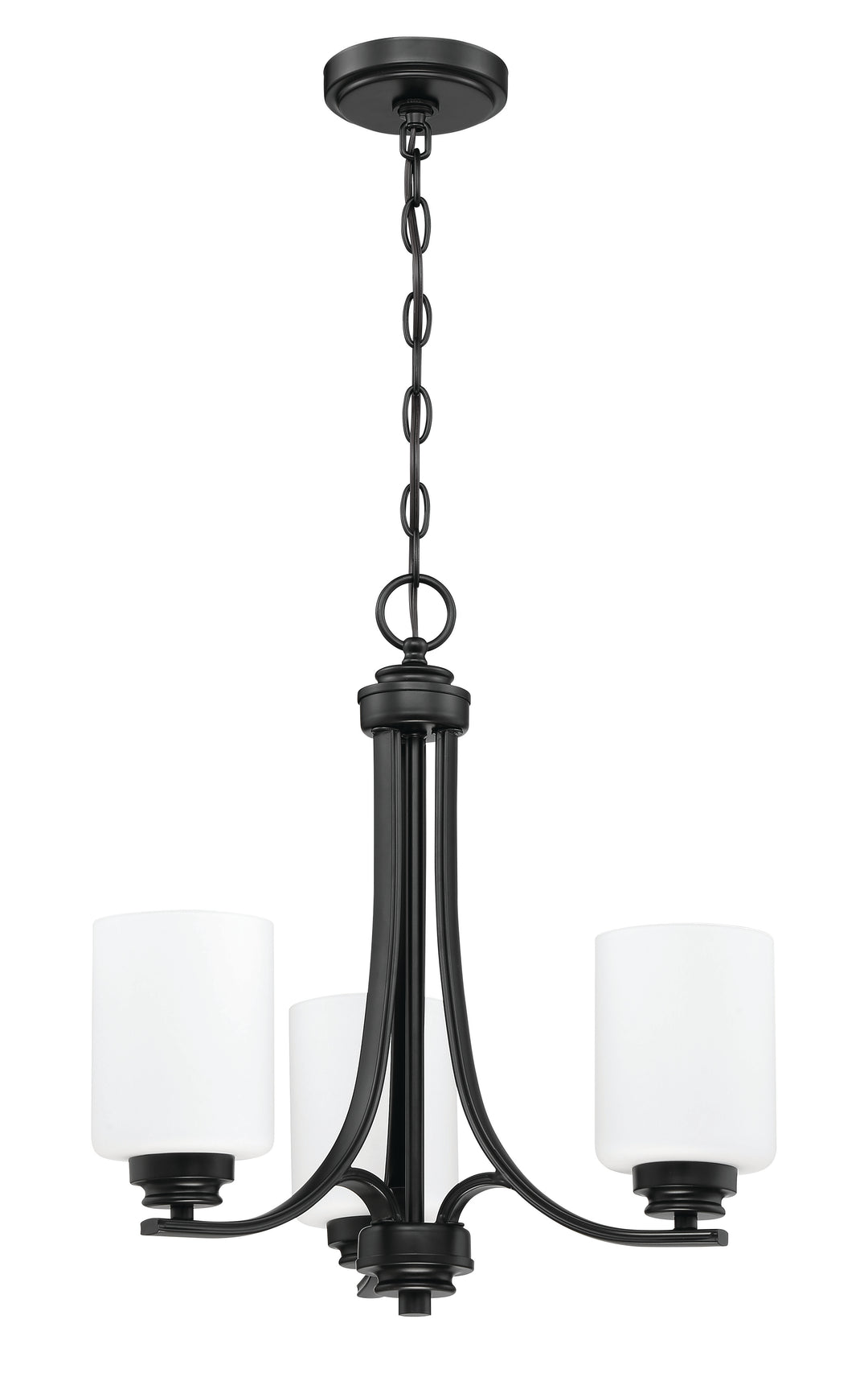 CRAFTMADE Bolden 3 Light Chandelier in Flat Black (White Glass)