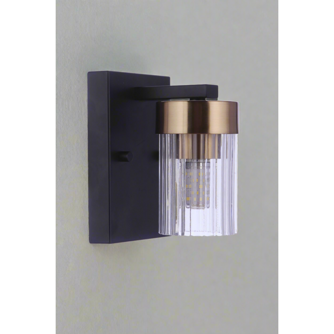 CRAFTMADE Bond Street 1 Light Wall Sconce in Flat Black/Satin Brass