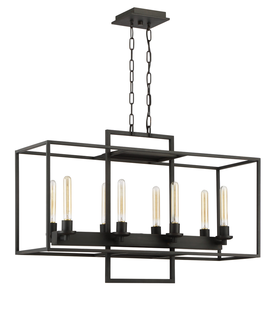 CRAFTMADE Cubic 8 Light Linear Chandelier in Aged Bronze Brushed