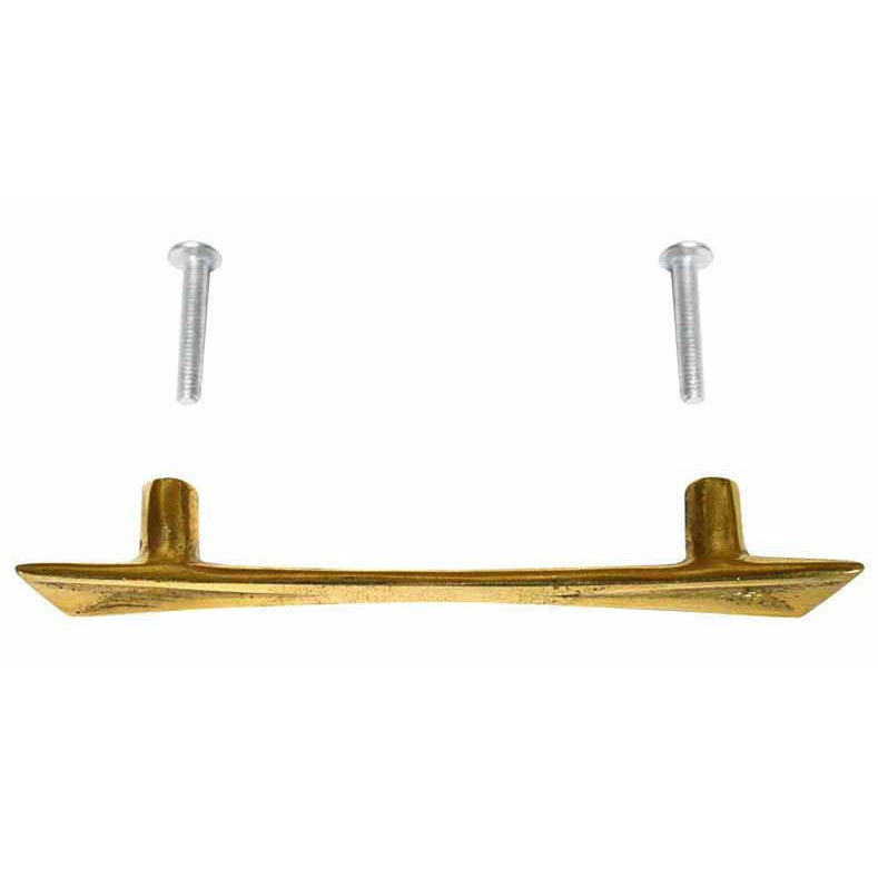 COPPER MOUNTAIN HARDWARE 4 1/2 Inch (3 Inch c-c) Pyramid Curve Handle (Polished Brass Finish)