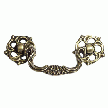 COPPER MOUNTAIN HARDWARE 4 1/2 Inch Beaded Victorian Bail Pull with Leaf Mount (Antique Brass)