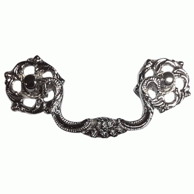 COPPER MOUNTAIN HARDWARE 4 1/2 Inch Beaded Victorian Bail Pull with Leaf Mount (Polished Chrome Finish)