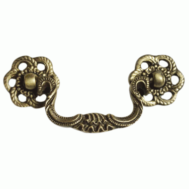 COPPER MOUNTAIN HARDWARE 4 1/2 Inch Beaded Victorian Bail Pull with Roped Floral Mount (Antique Brass)