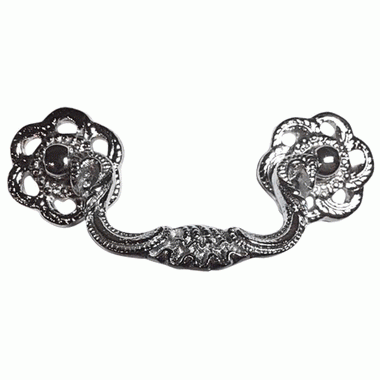 COPPER MOUNTAIN HARDWARE 4 1/2 Inch Beaded Victorian Bail Pull with Roped Floral Mount (Polished Chrome Finish)