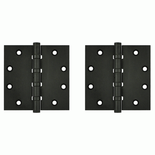 DELTANA 4 1/2 Inch X 4 1/2 Inch Solid Brass Hinge Interchangeable Finials (Square Corner, Bronze Dark Finish)