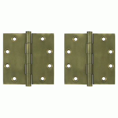 DELTANA 4 1/2 Inch X 4 1/2 Inch Solid Brass Hinge Interchangeable Finials (Square Corner, Bronze Medium Finish)