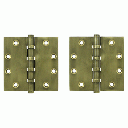 DELTANA 4 1/2 Inch X 4 1/2 Inch Solid Brass Hinge Interchangeable Finials (Square Corner, Bronze Medium Finish)