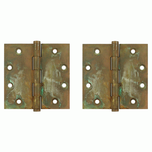 DELTANA 4 1/2 Inch X 4 1/2 Inch Solid Brass Hinge Interchangeable Finials (Square Corner, Rust Finish)