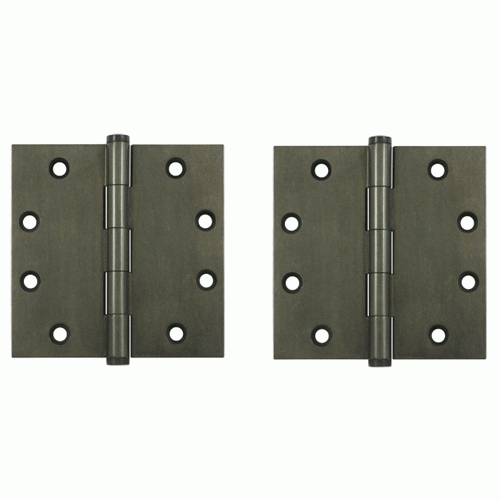 DELTANA 4 1/2 Inch X 4 1/2 Inch Solid Brass Hinge Interchangeable Finials (Square Corner, White Bronze Dark Finish)