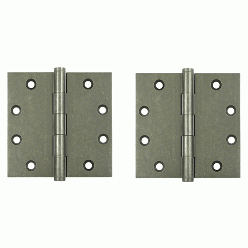 DELTANA 4 1/2 Inch X 4 1/2 Inch Solid Brass Hinge Interchangeable Finials (Square Corner, White Bronze Medium Finish)