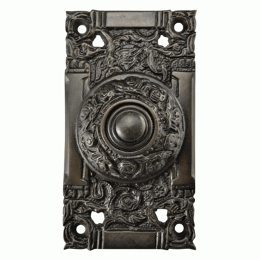 COPPER MOUNTAIN HARDWARE 4 1/4 Inch Art Nouveau Solid Brass Doorbell (Oil Rubbed Bronze Finish)