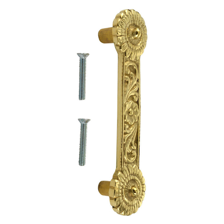 COPPER MOUNTAIN HARDWARE 4 1/4 Inch Overall (3 3/8 Inch c-c) Solid Brass Unique Circle Pull Handle (Polished Brass Finish)