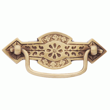 COPPER MOUNTAIN HARDWARE 4 1/4 Inch Overall (3 Inch c-c) Solid Brass Arrowed Bail Pull (Antique Brass Finish)