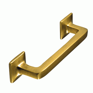 COPPER MOUNTAIN HARDWARE 4 1/4 Inch Overall (3.25 Inch c-c) Solid Brass Square Traditional Pull (Antique Brass Finish)