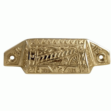 COPPER MOUNTAIN HARDWARE 4 1/8 Inch Overall (3 1/2 Inch c-c) Solid Brass Eastlake Bin or Cup Pull (Polished Brass Finish)