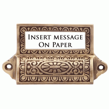 COPPER MOUNTAIN HARDWARE 4 1/8 Inch Overall (3 1/2 Inch c-c) Solid Brass Victorian Label Style Bin Pull (Antique Brass Finish)