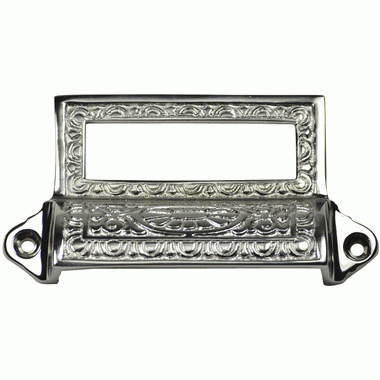 COPPER MOUNTAIN HARDWARE 4 1/8 Inch Overall (3 1/2 Inch c.c.) Solid Brass Victorian Label Style Bin Pull (Polished Chrome Finish)