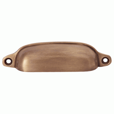 COPPER MOUNTAIN HARDWARE 4 1/8 Inch Overall (3 1/2 Inch c-c) Solid Brass Traditional Slim Rounded Bin Pull (Antique Brass Finish)