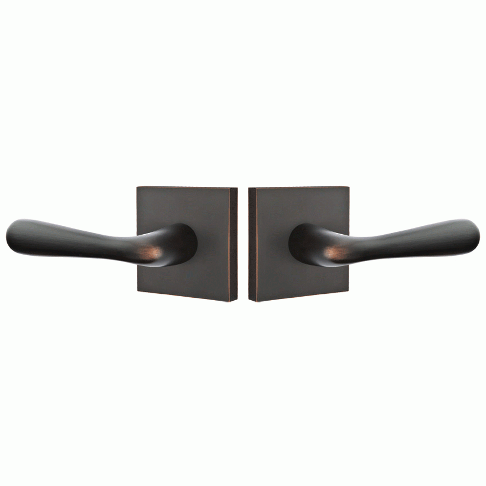 EMTEK Solid Brass Basel Lever With Square Rosette (Several Finish Options)