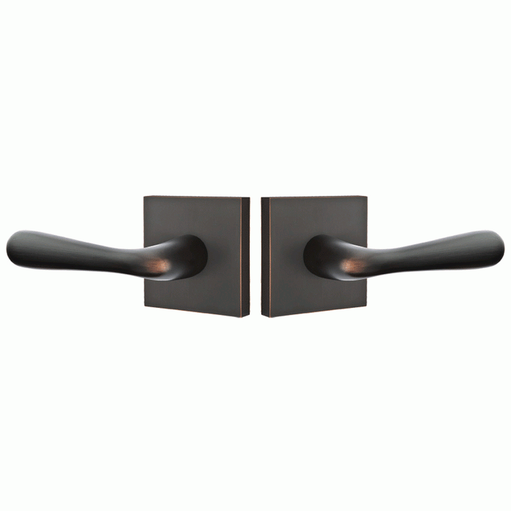 EMTEK Solid Brass Basel Lever With Square Rosette (Several Finish Options)